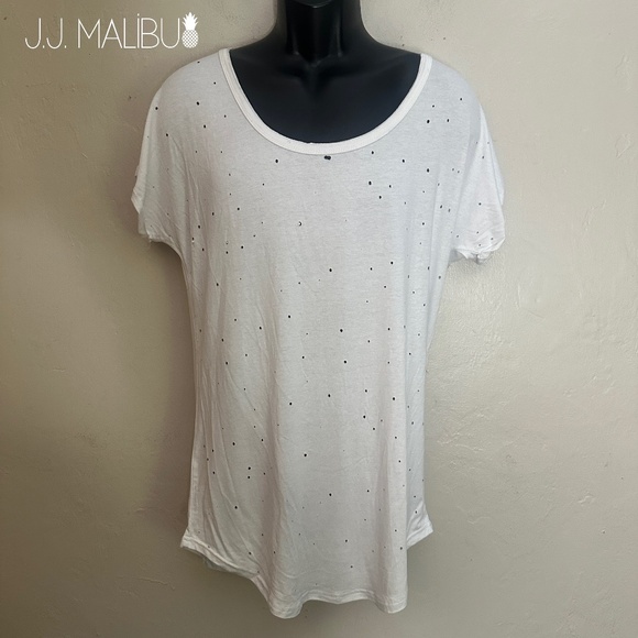 JJ Malibu Perforated T Shirt Medium Gently worn 94% cotton/6% spandex Loose fit - Picture 1 of 7